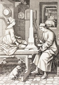 German Musician Playing a Portable Organ by Israel van Mecken